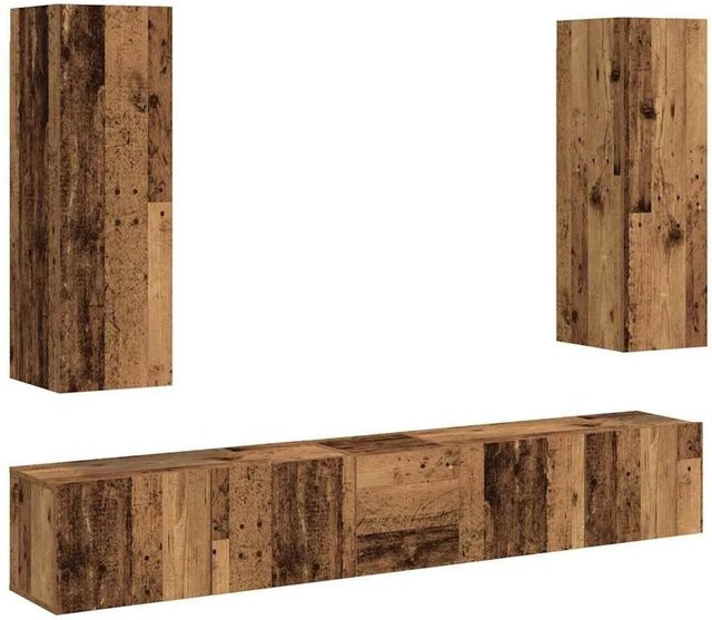 Set aus 5 vidaXL TV-Wandschränken in Altholz-Optik, modern, braun, aus Holzwerkstoff - Bild 1