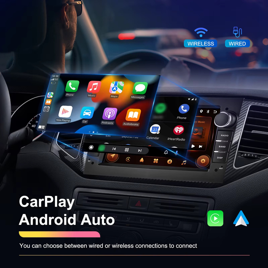 Podofo 7 Zoll Autoradio mit 6 GB RAM und 128 GB Speicher für Opel Astra Antara Vectra Corsa Zafira, Multimedia-Player mit Carplay, Android Auto, WIFI und GPS, Schwarz - Bild 3