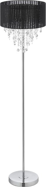 Relaxdays Stehlampe aus Eisen und Organza in Schwarz mit Kristallen, E27, Höhe: 150 cm, Durchmesser: 37,5 cm - Bild 1