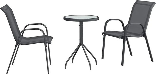vidaXL Garten Bistro Set 3-teilig aus Stahl in Grau - Bild 1