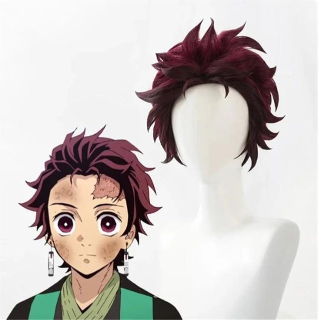 Kimetsu no Yaiba Kamado Nezuko Cosplay Perücke, weiß, mit Bambus-Requisit - Bild 1