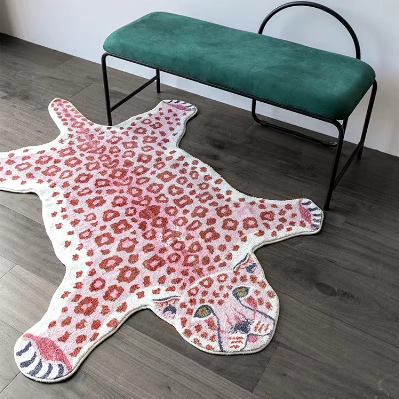 Facaishu Rosa Leoparden-Teppich mit Tiermuster aus Polyester für Schlafzimmer und Wohnzimmer - Bild 2
