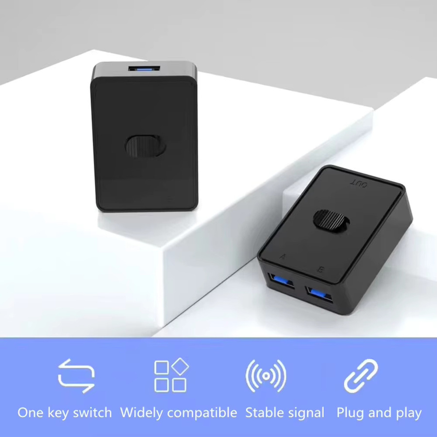KEBIDUMEI USB 3.0 KVM-Switch Bidirektionaler USB-Hub und Controller für PC, Tastatur, Maus und Drucker, Schwarz - Bild 3