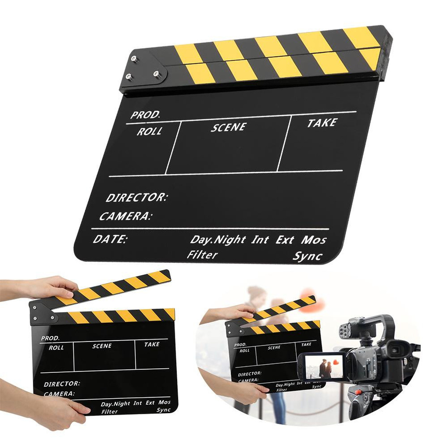 KaiSai Regisseur Filmklappe für Film, Fernsehen und Fotografie, Schwarz, B: 30 cm, H: 25 cm - Bild 2