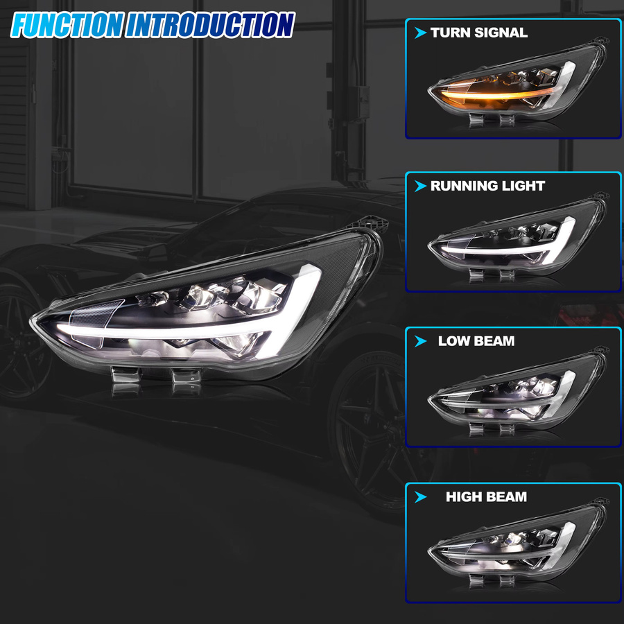 LED-Scheinwerfer-Set mit sequentiellen Blinkern für Ford Focus MK4 IV 2019–2021 ST-Line, Titan und Trend - Bild 3
