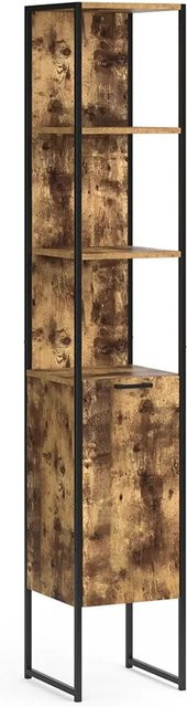Vicco Badschrank Fyrk Vintage Hochschrank mit 5 Fächern in Braun und Schwarz, B: 33 cm, H: 185 cm - Bild 2