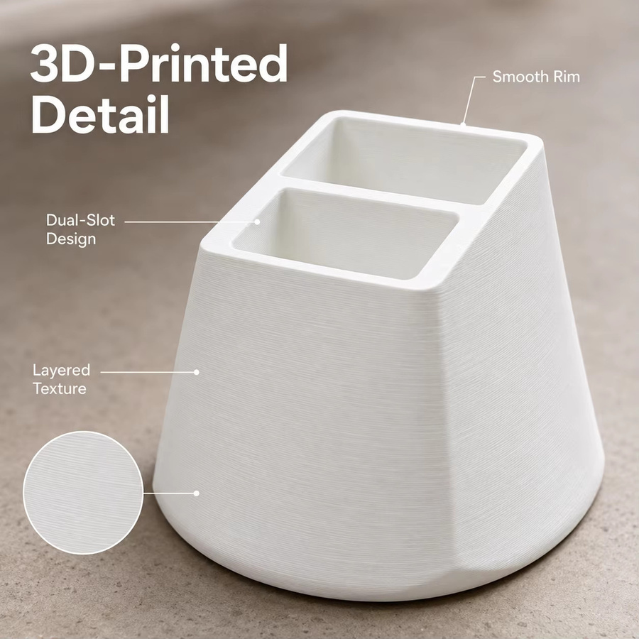 Meltset Desktop-Organizer aus Harz mit zwei Fächern für Fernbedienungen, 3D-gedruckter Fernbedienungshalter für Wohnzimmer und Couchtisch - Bild 4