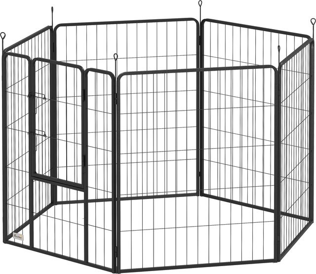 PawHut Welpenauslauf aus Metall mit Tür, Freilaufgehege für Hunde, Grau, B/H/L: 80 x 100 x 160 cm - Bild 1