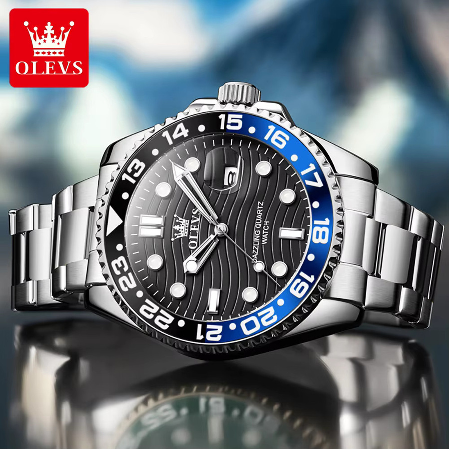 OLEVS Armbanduhr, Quarz, Edelstahl, Schwarz, Herren - Bild 2