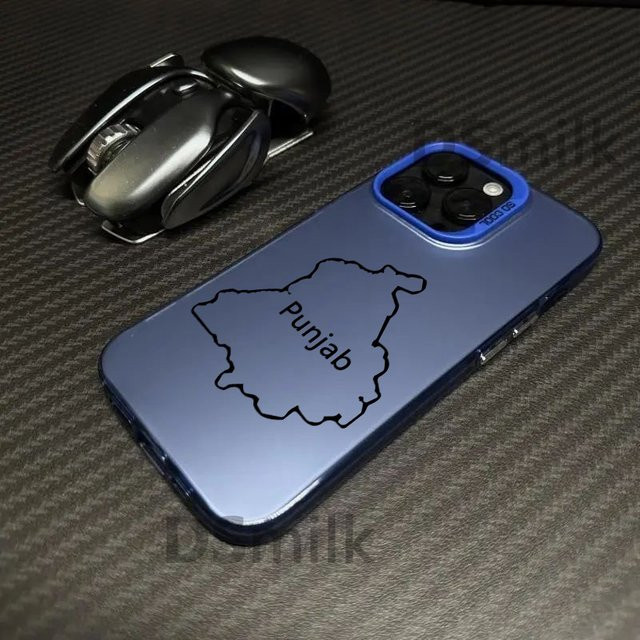 Handyhülle Punjab Karte Flugzeug Design für iPhone 16 15 14 13 12 11 Pro Max XR X SE aus hartem PC und TPU in Weiß und Blau - Bild 1
