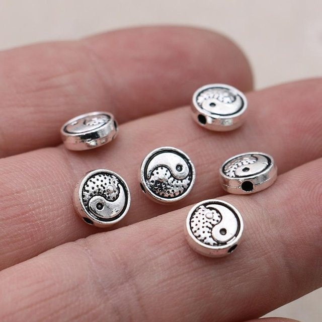 Yin Yang Abstandshalter Perlen, Silber, 8 mm, Unisex - Bild 1