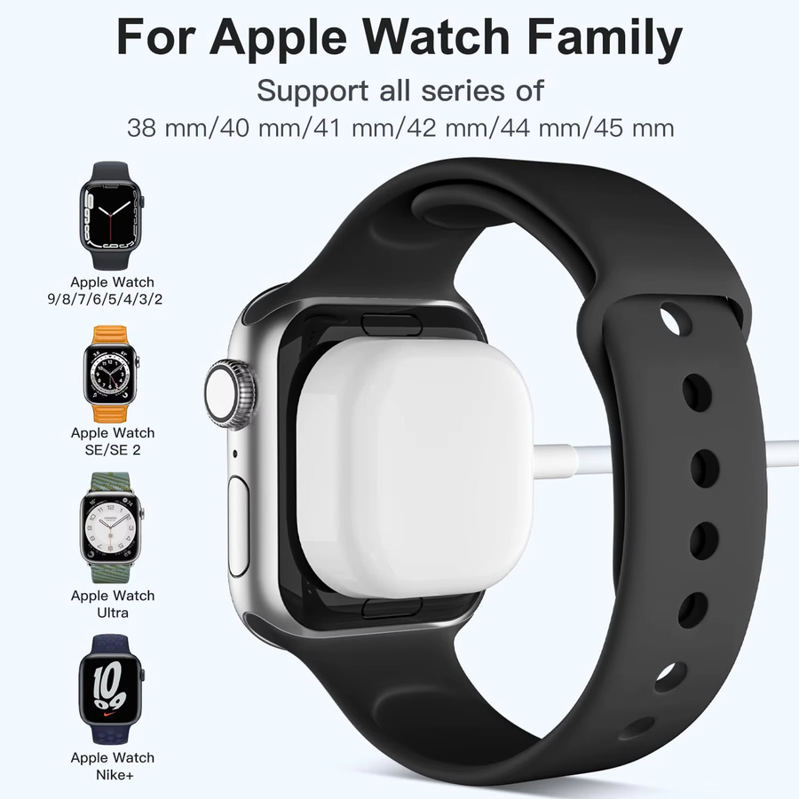 LIEI Magnetisches USB-C Schnellladekabel für Apple Watch, kabelloses Ladegerät für iWatch Ultra, SE und Series 11 bis 2, Farbe: Weiß - Bild 2