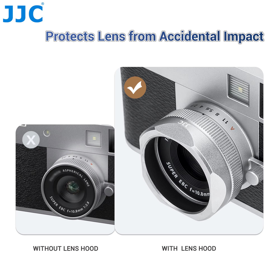 JJC Objektivschirm mit Objektivdeckel für Fujifilm X, Gegenlichtblende aus Aluminiumlegierung in Schwarz - Bild 4