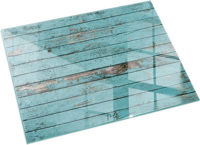 Tulup Glasplatte für Kamin und Öfen im rustikalen Stil, Farbe Türkis, B: 60 cm, T: 40 cm - Bild 1