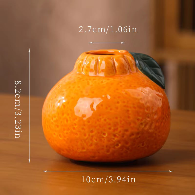 ACRDDK Keramikvase in Orangenform für Schnittblumen und Hydrokultur, Farbe: Orange - Bild 3