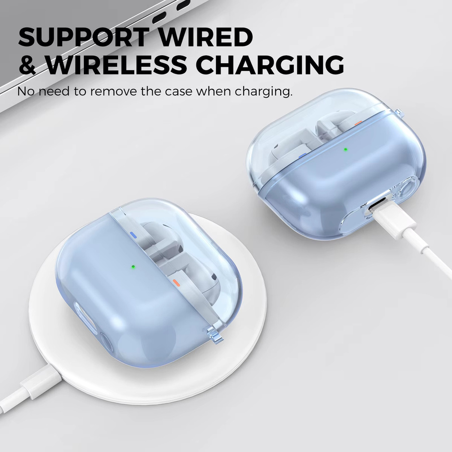 Transparente Glitzer-Schutzhülle für Samsung Galaxy Buds 3 und Buds 3 Pro inklusive Karabiner - Bild 3