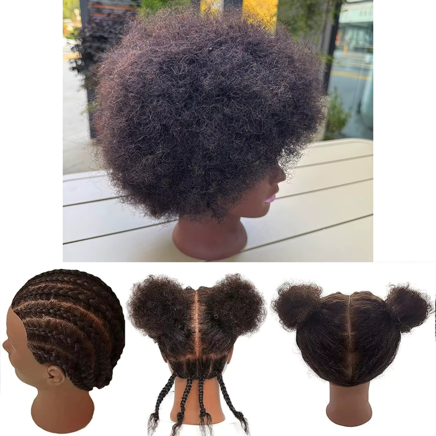 Afrikanischer Schaufensterpuppenkopf mit Echthaar und Ständer, lockig - Bild 2
