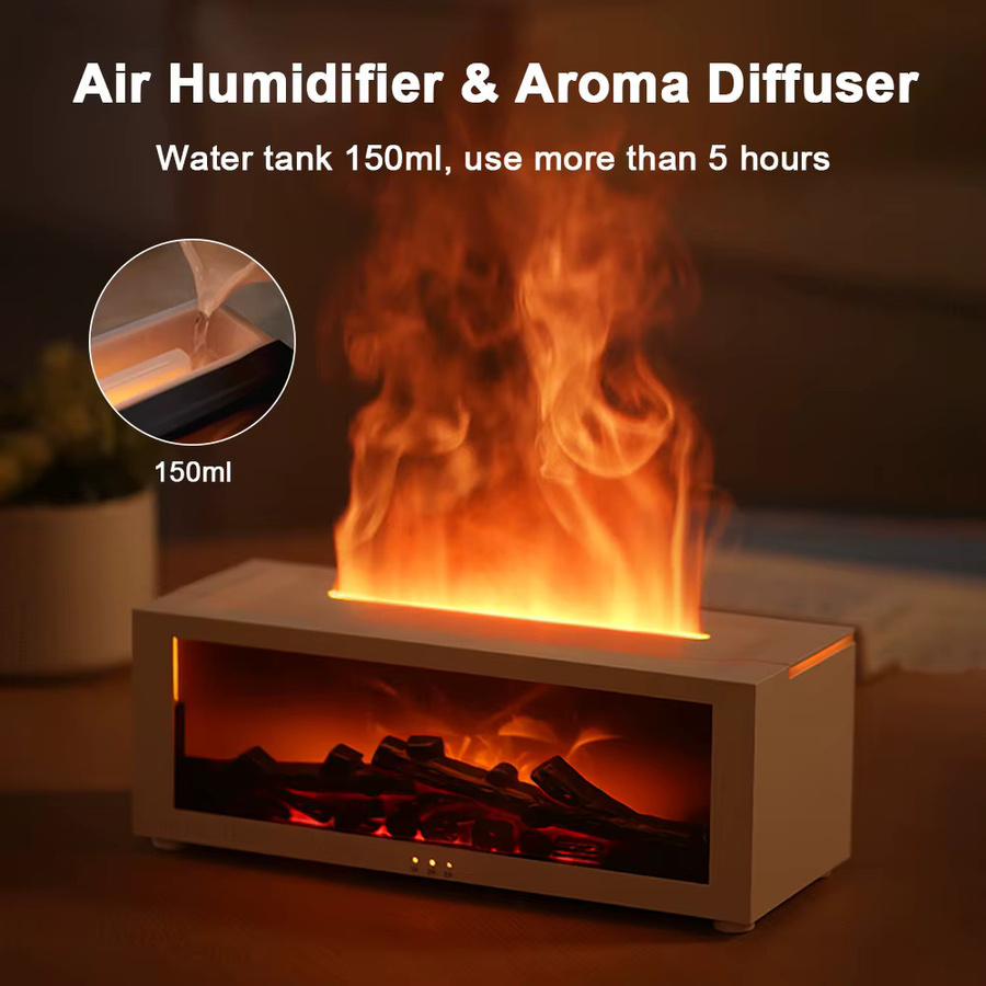 raugee Aroma Diffusor mit Flammen-Effekt und LED-Licht in Schwarz inklusive Fernbedienung - Bild 2