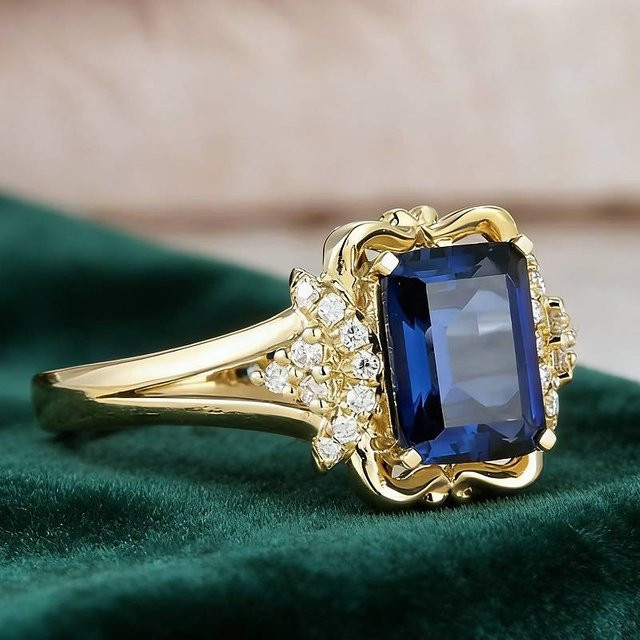 Huitan Damenring, Gold, Zirkonia, Blau, Damen - Bild 1