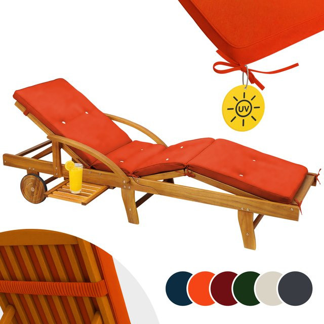 Wasserabweisende Sunlounger Auflage DETEX in Orange, B/T/H: 195 x 55 x 5 cm - Bild 1