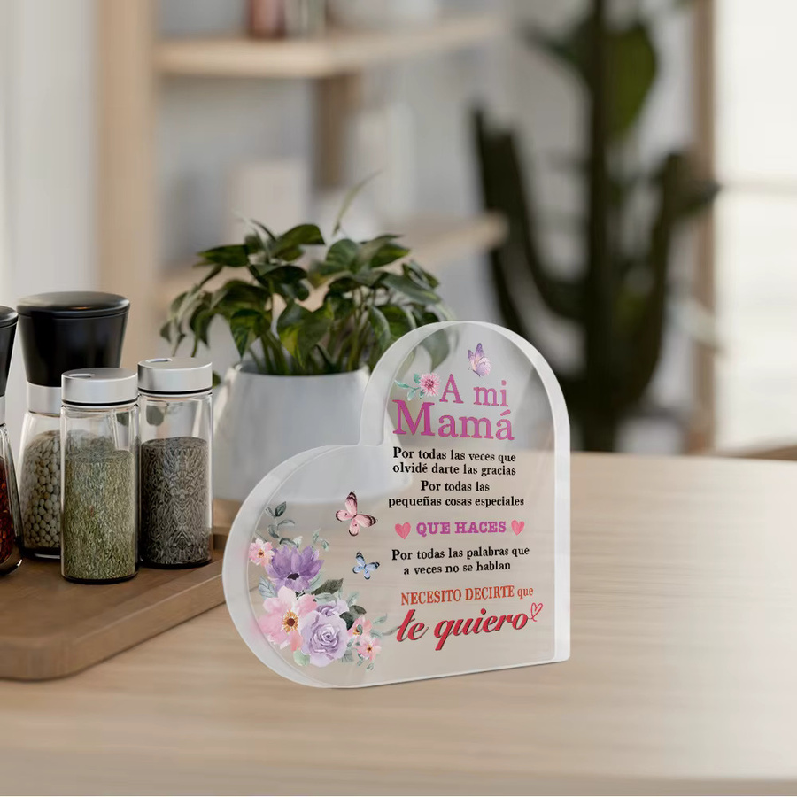 Spanisches Herz-Acrylschild von CIFBUY in Weiß mit floralem Design als Tischdekoration im Landhausstil - Bild 2