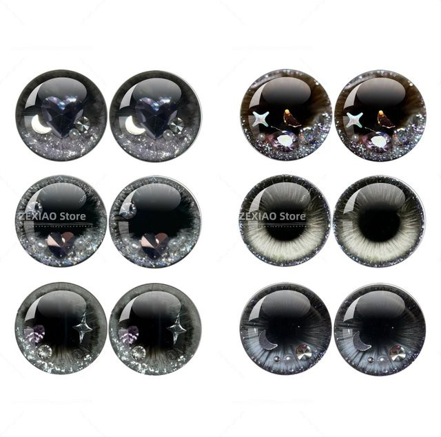 MSCHENGDORIS Blythe Augen-Chips, Schwarz, Glas, Zubehör, 12-teiliges Set - Bild 1