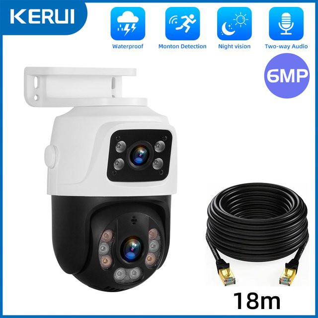 Kerui Outdoor Wireless PTZ IP-Kamera mit PoE und menschlicher Erkennung, Weiß - Bild 1