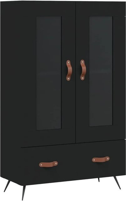 vidaXL Highboard Schwarz Modern mit Glastüren aus Holzwerkstoff und Metall, B/T/H: 69,5 x 31 x 115 cm - Bild 1