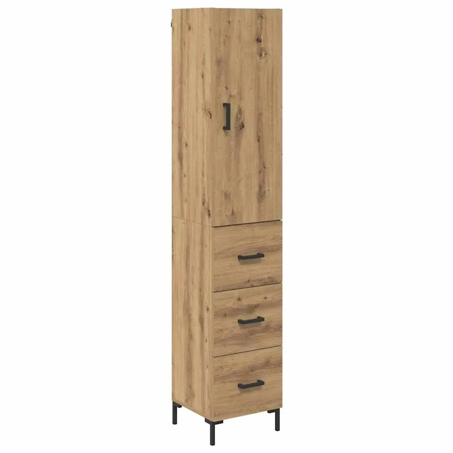 vidaXL Highboard Artisan-Eiche in Braun mit Schranktüren und Schubladen, B/T/H: 69,5 x 34 x 180 cm - Bild 2