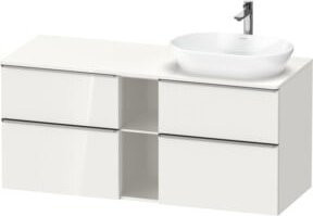 Duravit Waschtischunterschrank D-Neo in Weiß Hochglanz, Wandmontage mit Schubladen und offenen Regalfächern, B/T/H: 140 x 55 x 66,4 cm - Bild 1