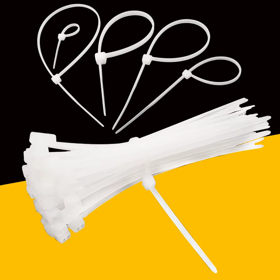 100 Stück selbstsichernde Nylon-Kabelbinder in Weiß aus Kunststoff - Bild 4