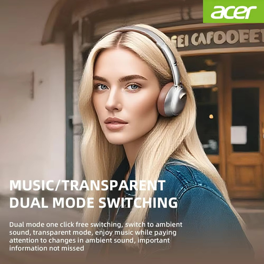Acer OHW111 Bluetooth-Kopfhörer im Retro-Stil, kabellose Over-Ear Headset in Braun mit HIFI Stereo Sound und 70 Stunden Spielzeit - Bild 6