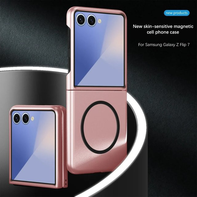 Sturzsichere Schutzhülle für Samsung Galaxy Z Flip 7FE, 6, 5, 4, 3 mit kabelloser Ladehülle in Purple und mattierter Metall-Lackierung - Bild 1
