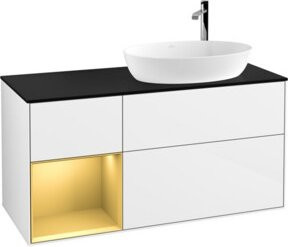 V&B Waschtischunterschrank Finion mit Wandbeleuchtung, Farbe Weiß lackiert mit Goldakzenten, B/T/H: 120 x 50,1 x 60,3 cm - Bild 1