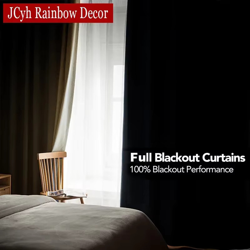 Verdunkelungsvorhänge von JCyh Rainbow Decor in Grün mit Leinenstruktur und Ösen, thermoisolierend - Bild 3