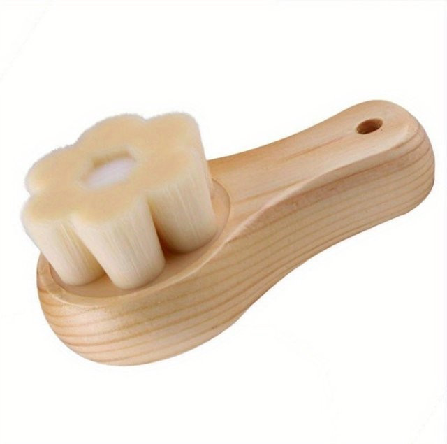 Gesichtsreinigungsbürste aus Naturholz, Beige, für empfindliche Haut - Bild 1