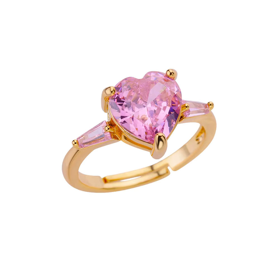 HPTOTMG Herz-Ring, 18K Vergoldet, Rosa Zirkonia, Damen - Bild 2