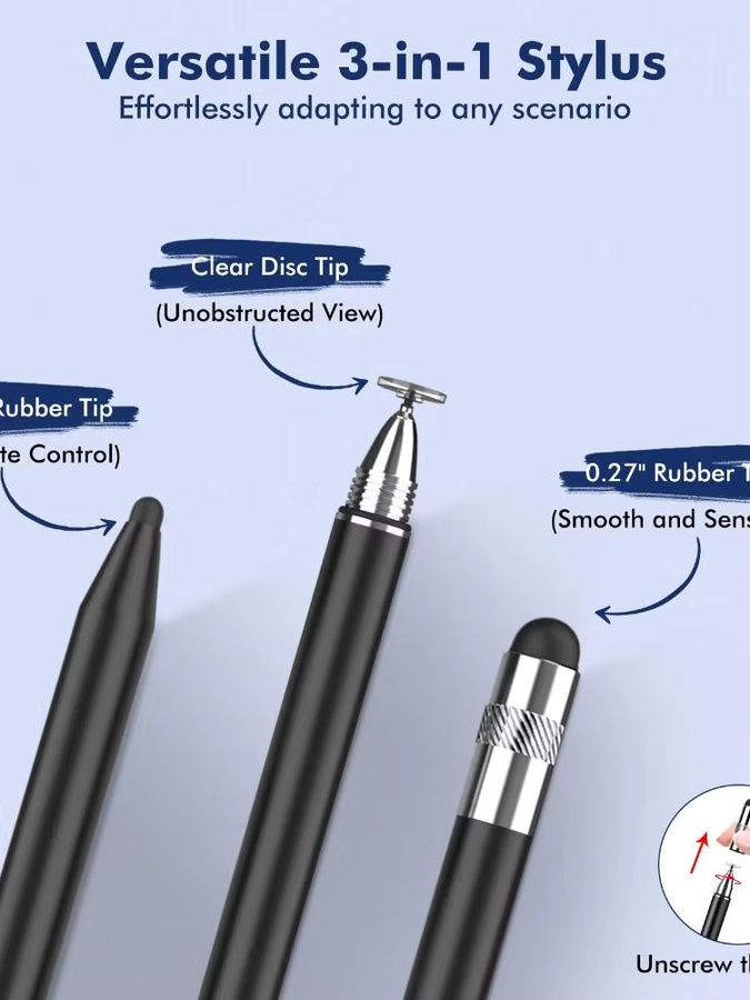 Professioneller 3-in-1 Eingabestift aus Metall als universeller kapazitiver Touchscreen-Stift ohne Bluetooth - Bild 5