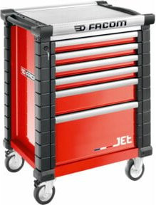 Facom Werkstattwagen JET.6M3A in Rot mit 6 Schubfächern und 3 Modulen aus Stahl und Aluminium, abschließbar und rollbar - Bild 1