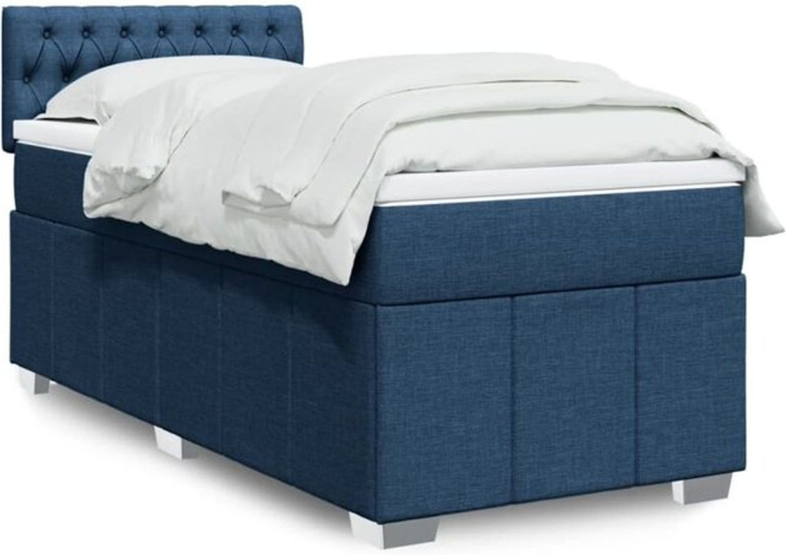 Vidaxl Boxspringbett mit Matratze aus Stoff in Blau und Weiß B/B/H: 100 x 200 x 100,5 cm - Bild 1