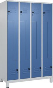 C+P Z-Spind Classic PLUS mit 8 Fächern, Füße, Sicherheits-Drehriegel, Grau/Blau, H x B x T: 195 x 120 x 50 cm - Bild 1