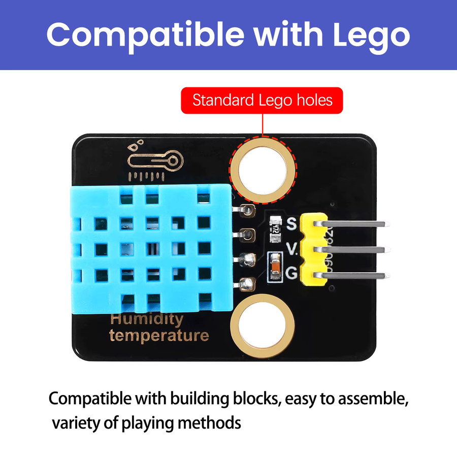 Keyestudio XHT11 Temperatur- und Feuchtigkeitssensor in Blau, kompatibel mit DHT11 für Arduino-DIY-Projekte und Lego-Bausteine - Bild 3