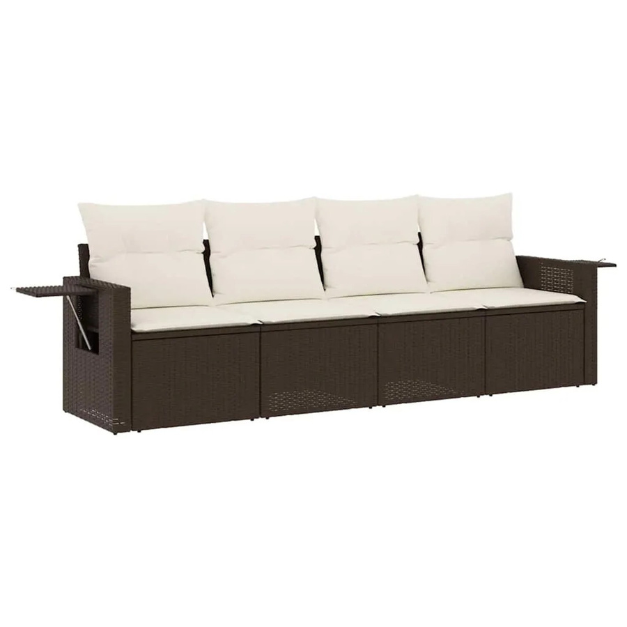 vidaXL 4-teilige Garten-Sofagarnitur aus Poly-Rattan mit Kissen in Braun - Bild 2