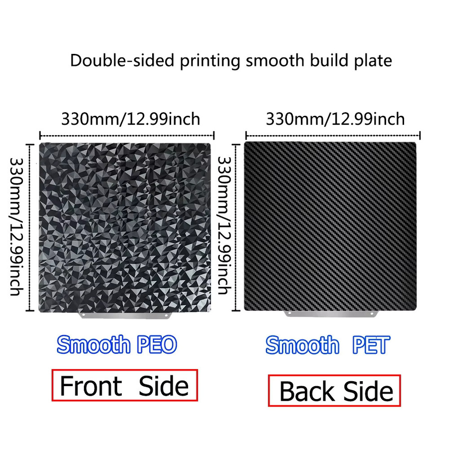 JOYYSET PEI PEO Bauplatte für 3D-Drucker, passend für QIDI X-Max 3, Elegoo Neptune 4/3 Plus, Anycubic Kobra 2 Plus, Geetch A30 und Troxy X5SA Pro, Breite: 33 cm, Tiefe: 33 cm - Bild 4
