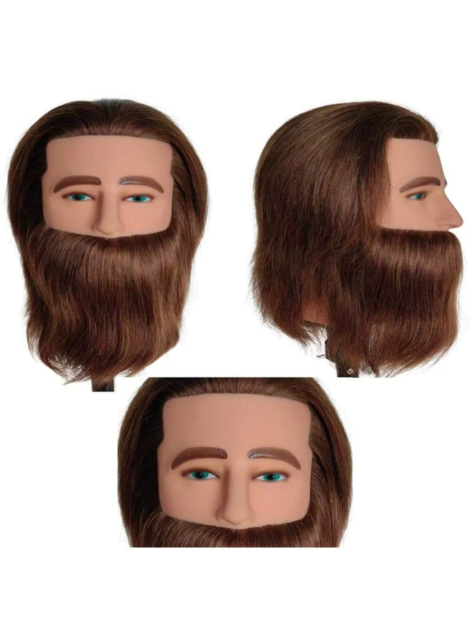 XCJIEN Mannequin Kopf mit Haar und Bart, Herren, 100% menschliches Haar - Bild 2