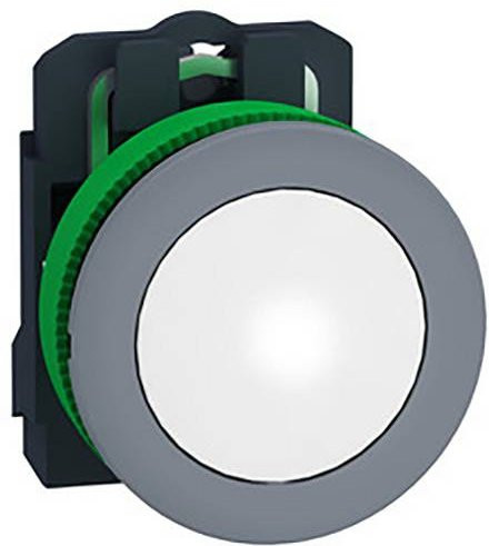 Schneider Electric Leuchtmelder in Weiß und Grau mit IP69K Schutzart und bündigem Einbau aus Kunststoff - Bild 1