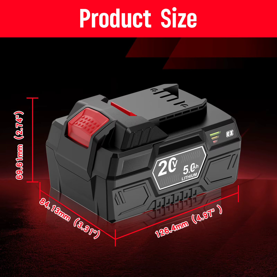 Dreamdash 20V 5.0Ah Li-Ionen-Ersatzakku in Schwarz für Parkside X20V Team PAP 20 A1 B1 B3 A3 PAPS 208 A1 Akku-Werkzeuge mit integriertem BMS und LED-Anzeige - Bild 5