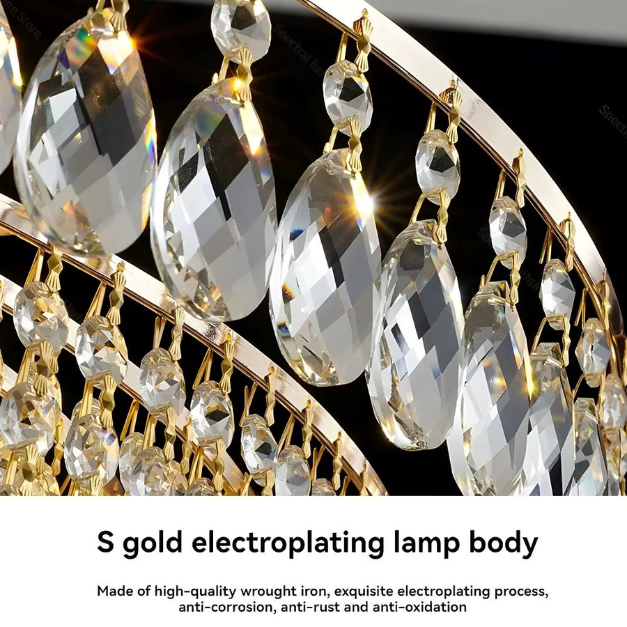 Moderne Kristall-Pendelleuchte IRALAN in Gold für dein Wohnzimmer - Bild 2