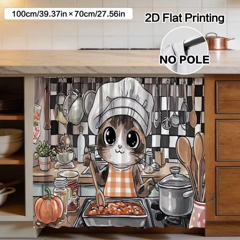 VIKAMA Cartoon-Küchenschrankdekoration mit Kochkatze, Mehrfarbig, 70 x 70 cm - Bild 6