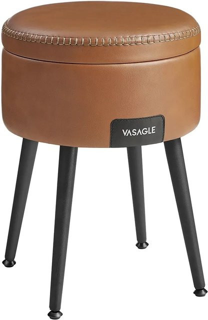 Vasagle Sitzhocker mit Stauraum aus Kunstleder und Stahl in Braun, Durchmesser: 32 cm, Höhe: 44 cm - Bild 1